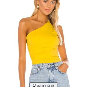 One-Shoulder Anna Ruched Top in Yellow